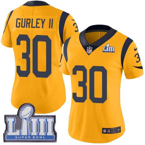 Women Nike Rams 30 Todd Gurley II Gold 2019 Super Bowl LIII Color Rush Limited Jersey,We sell and wholesale Women Nike Rams 30 Todd Gurley II Gold 2019 Super Bowl LIII Color Rush Limited Jersey on line form chian!